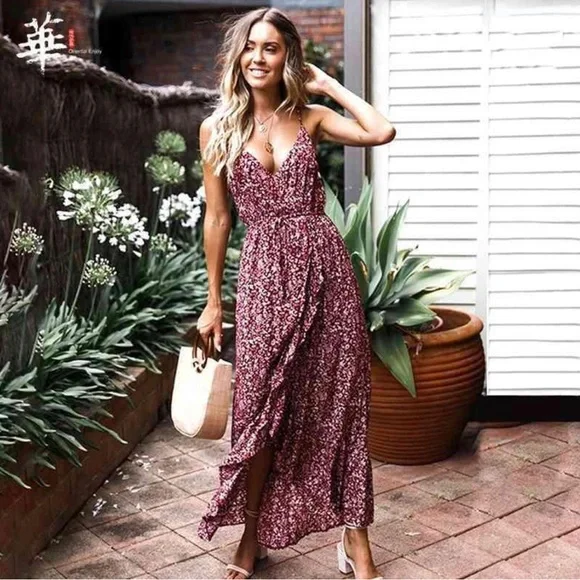 band of gypsies floral maxi dress Band of Gypsies Floral Maxi Dress Spaghetti Strap Sundress Sz S Tiered  Bohemian
